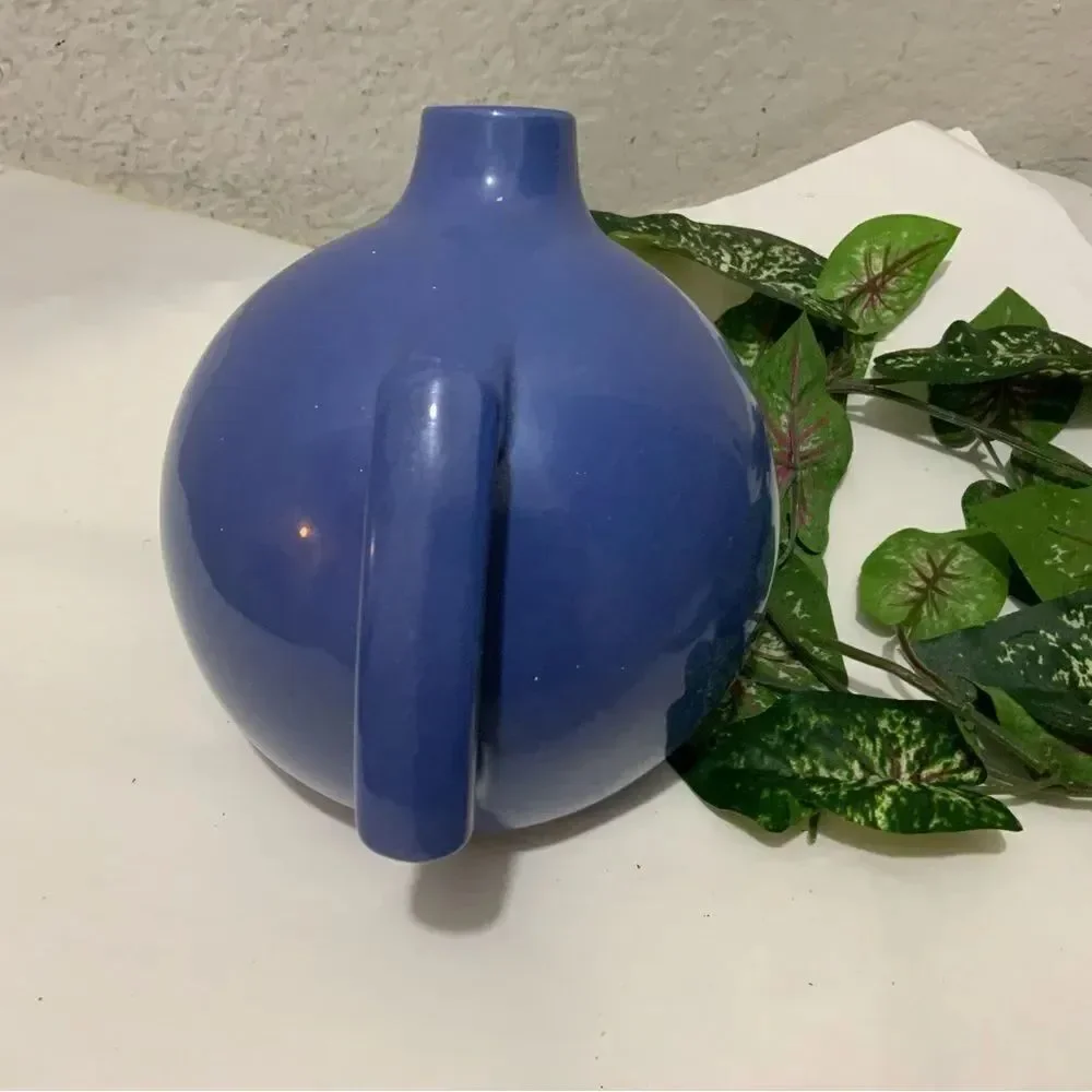 Vintage Red Wing Pottery Blue Ball Tilt Pitcher Round 6” tall A14